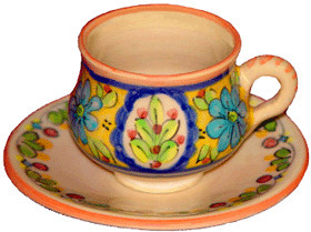 Taza cafe y plato mosaico